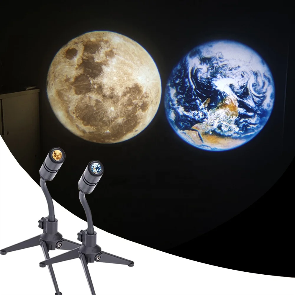 2 in 1 Moon Lamp Earth Projector Lamp 360 Degree Rotatable Bracket USB Moon Led Night Light Planet Projection Lamp Room Decor