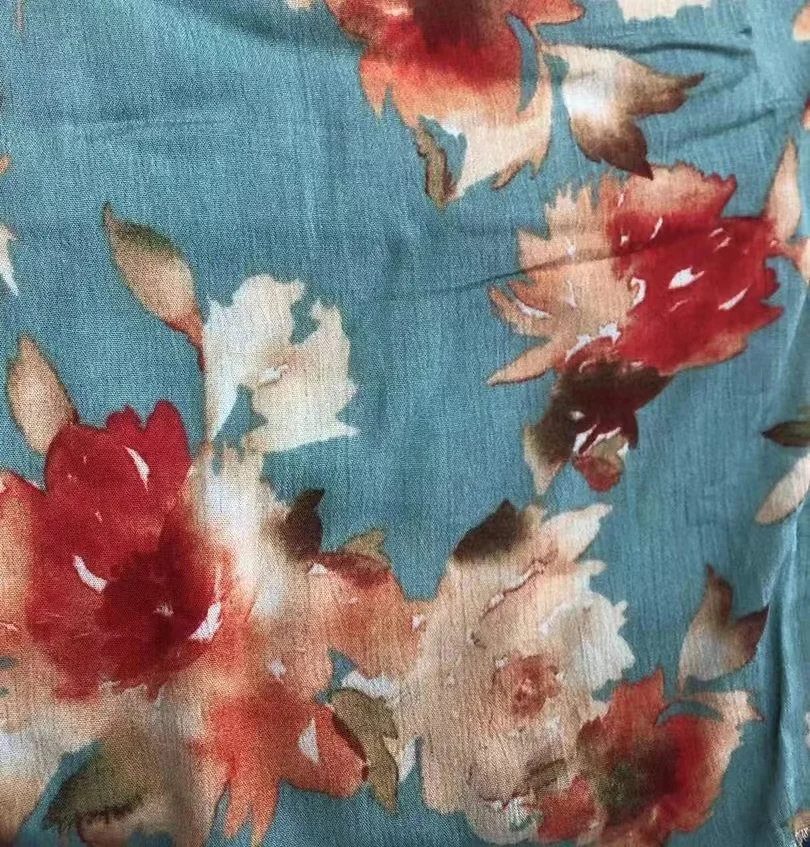 100%  viscose AOP printed crepe rayon challis fabrics for dress