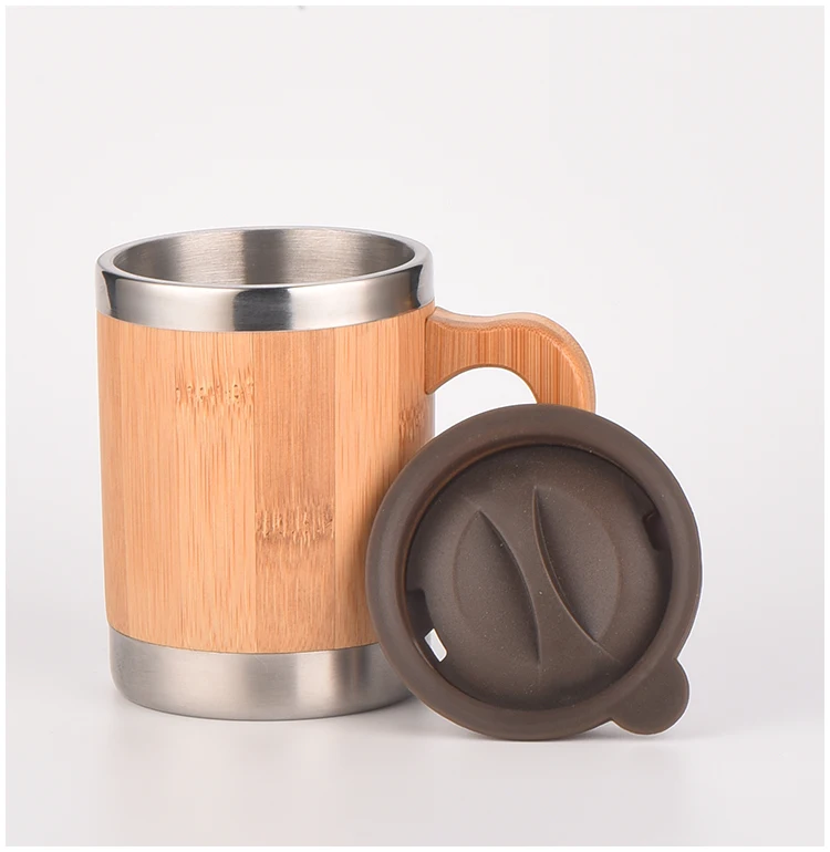 Reusable Bamboo Fibre Steel Interior Coffee Travel Mug Popular Bambu Tumbler Drinking Travw Cup Bambus Mug Bambou