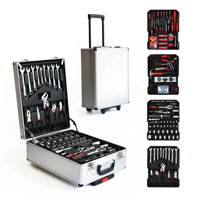 499 pieces aluminum box for household 4S shop special hardware trolley aluminum box auto repair wrench Mechanical Tools Set