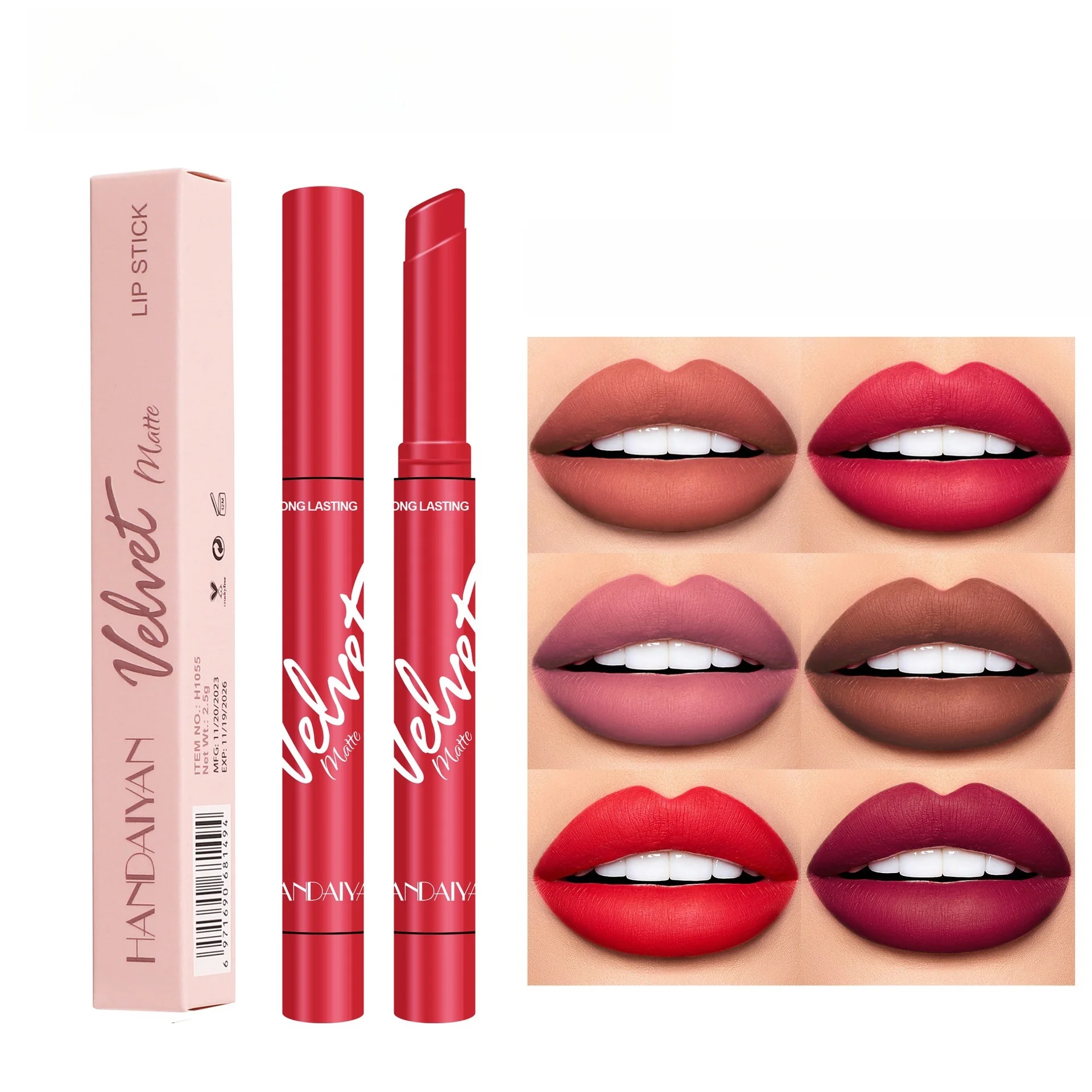 wholesale Handaiyan matte lip gloss Misty silky lip glaze 6-color color waterproof lip gloss