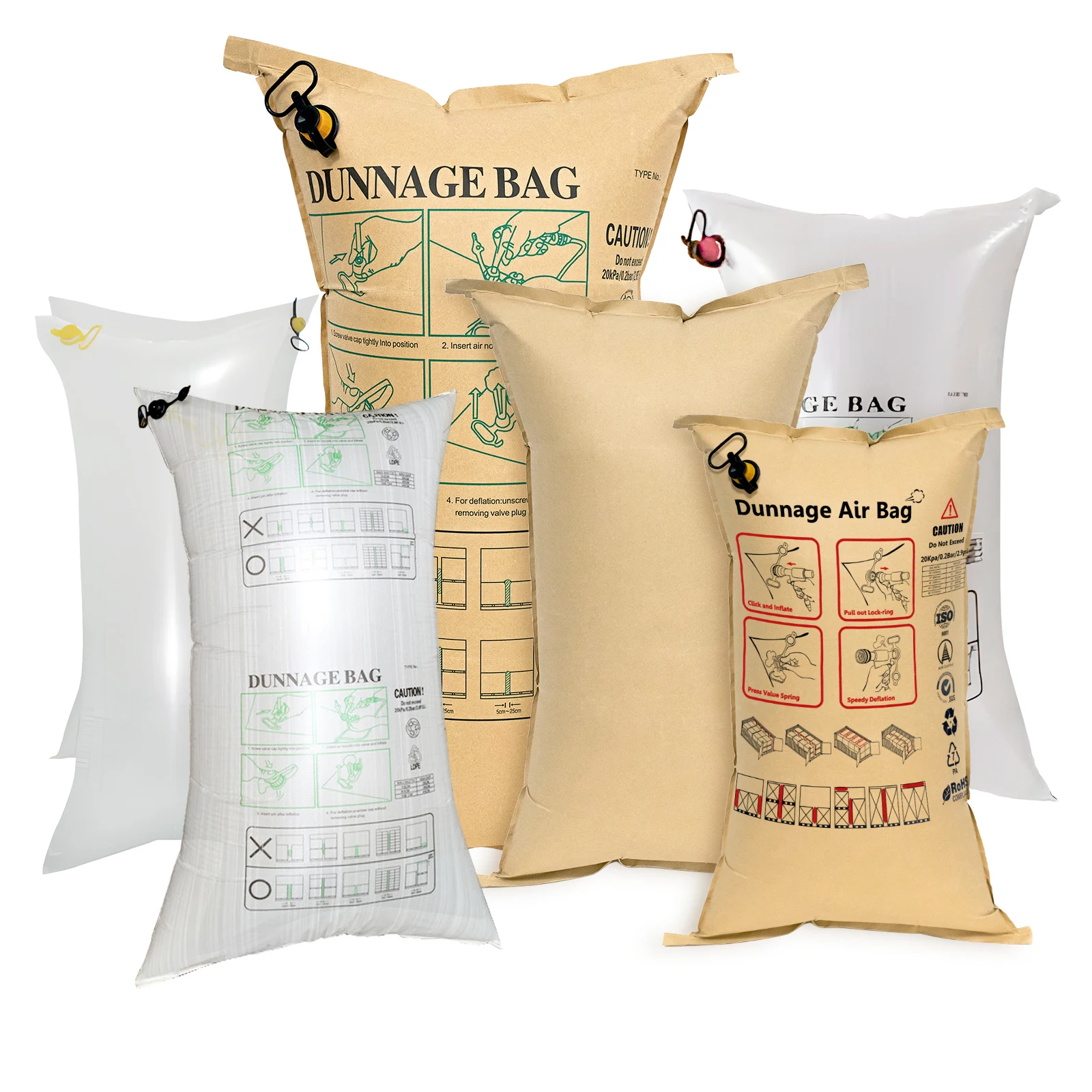 Kraft Paper Reusable Inflatable Packaging Container Dunnage Air Bag  For Truck