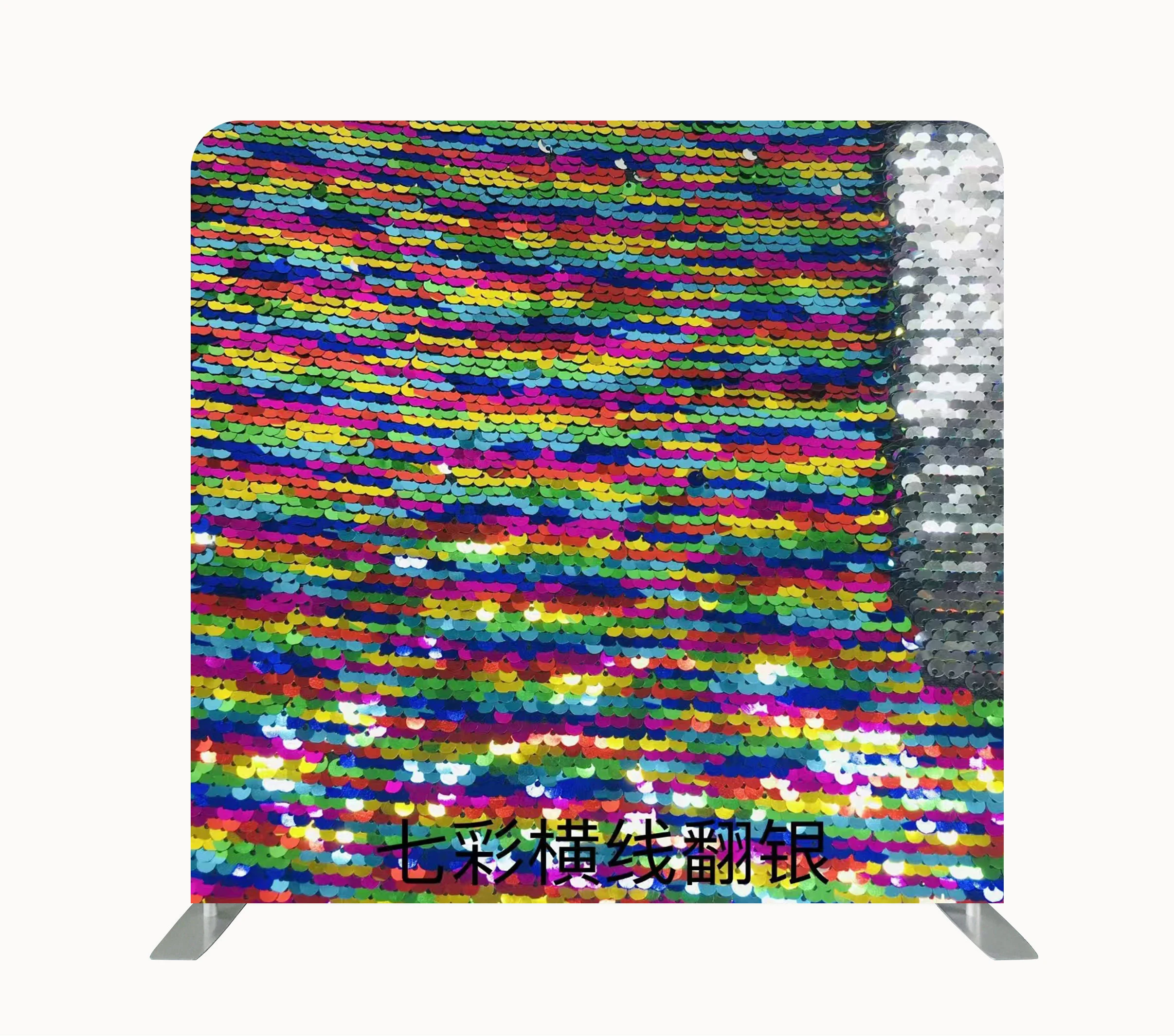 sliver fabric 8ft Aluminum Tube Stand Tension Fabric Pillowcase Cover Photo Booth Backdrop Customized Double-sided graffiti