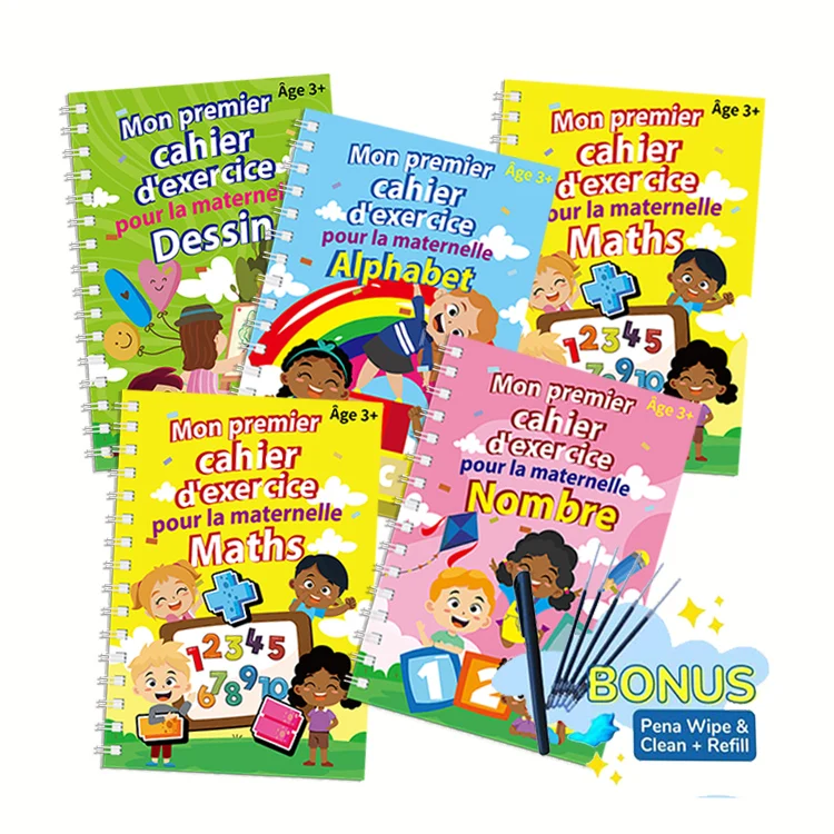 French Children 3D Calligraphy Reusable Line Exercise Book Drawing Numbers Copybook