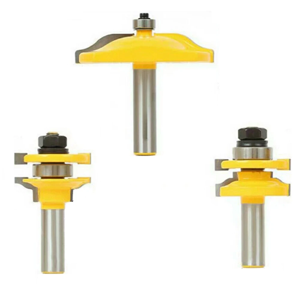 Поднятая панель для вырезания гребней и 1/2in хвостовик двери шкафа деревообрабатывающие фрезы 3 предмета в комплекте