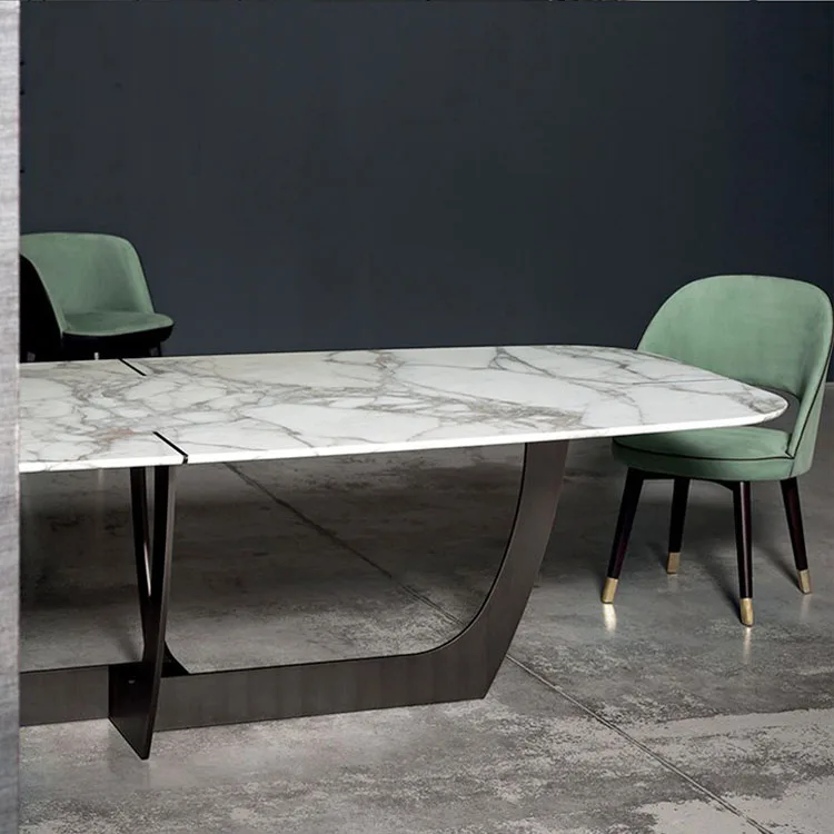 Stainless steel leg dining table modern living room table marble dining table in dining room furniture