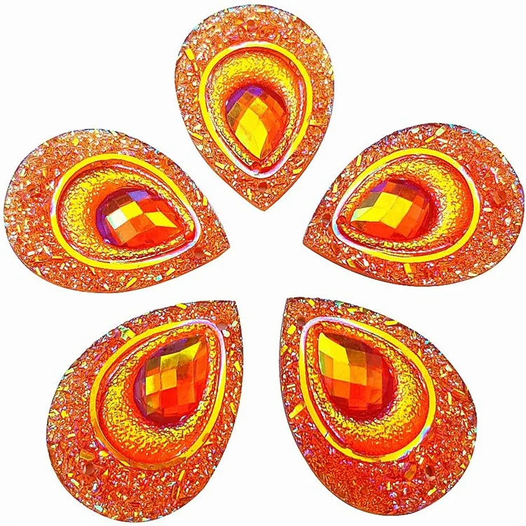 Shiny Flatback AB Color Peacock Resin Rhinestone Drop Sew on Rhinestone Wedding Decoration DIY Applique Earring