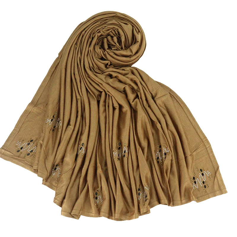 Wholesale high quality Jersey scarf very stretchy jersey scarf with hot drill accessories jersey muslim women scarves