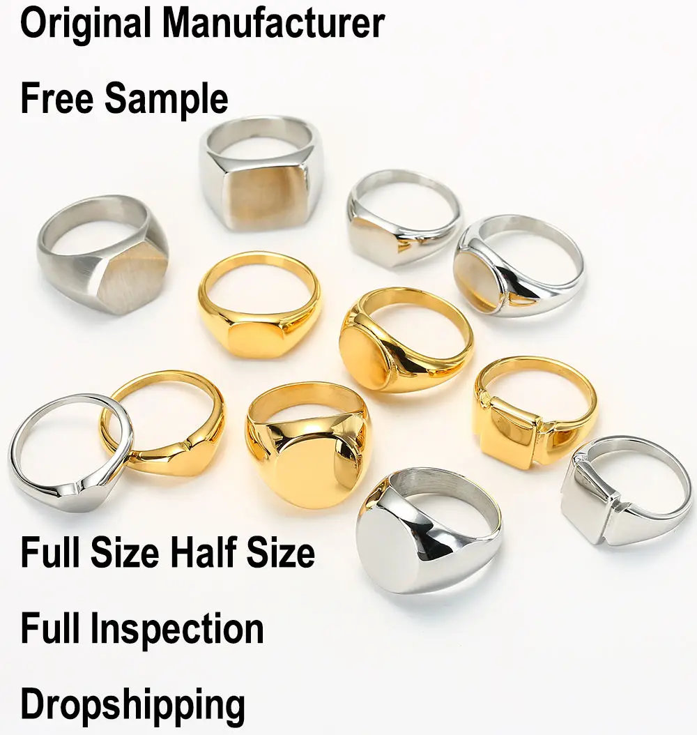 Wholesale Jewelry Silver Gold Plated Wedding Band Fashion Trendy Stainless Steel Rings for Men Women Couples