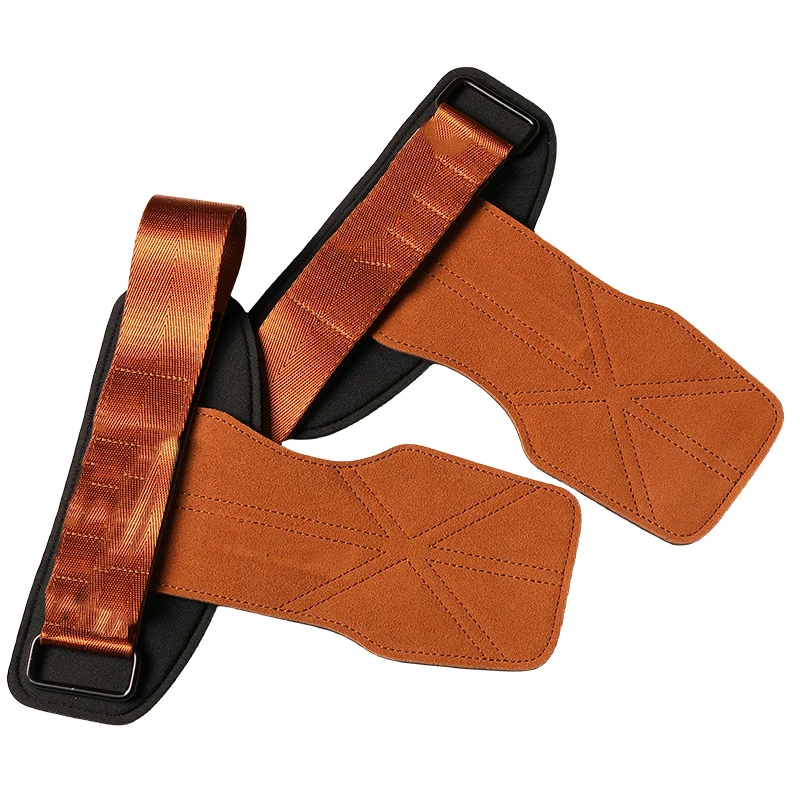 Custom Adjustable Non-Slip Protect Palm Leather Pull-ups Weight Lifting Gym Hand Grips Wrist Straps