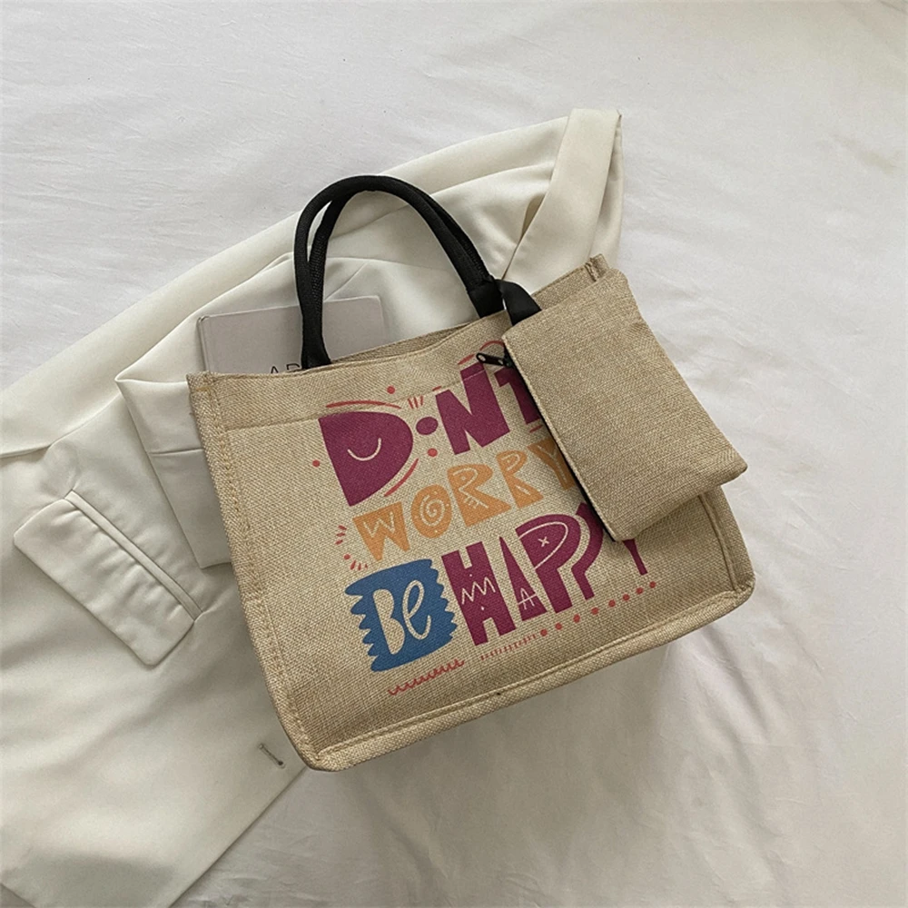 Oem Wholesale Drawstring Tote White Black Custom Logo Large Print Eco Friendly Shopping Linen Burlap Jute Bag