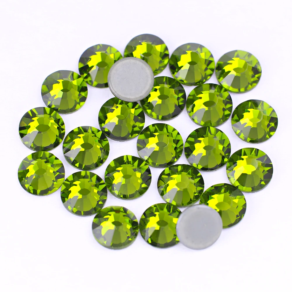 Olivine Hotfix Rhinestones Flatback Glass rhinestone wholesale lead-free rhinestone beads for Garment diy accessories