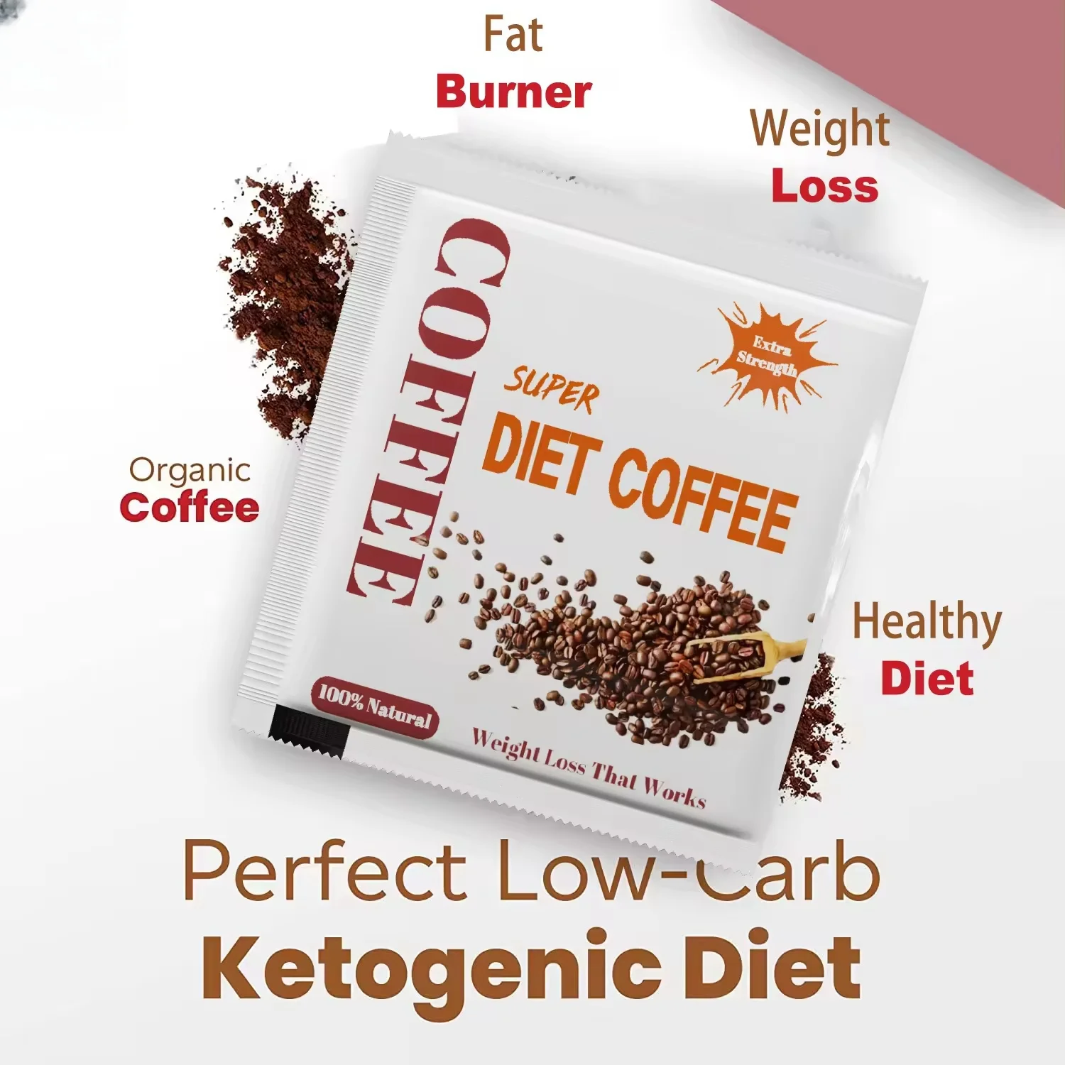 Plant Extract Super Diet Organic Coffee Powder Dry Taste Box Helps Boost Energy Fitness Wellness Keto Diet Nutrients