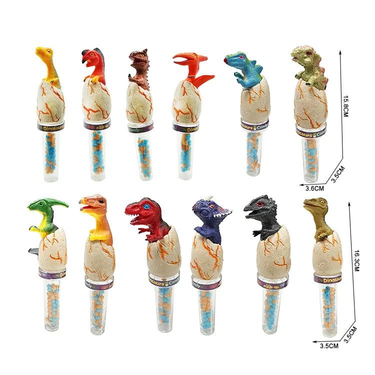 Painted Dinosaur Toys 12 Models Mixed With Empty Candy Tube Container For Kids Candy Toys