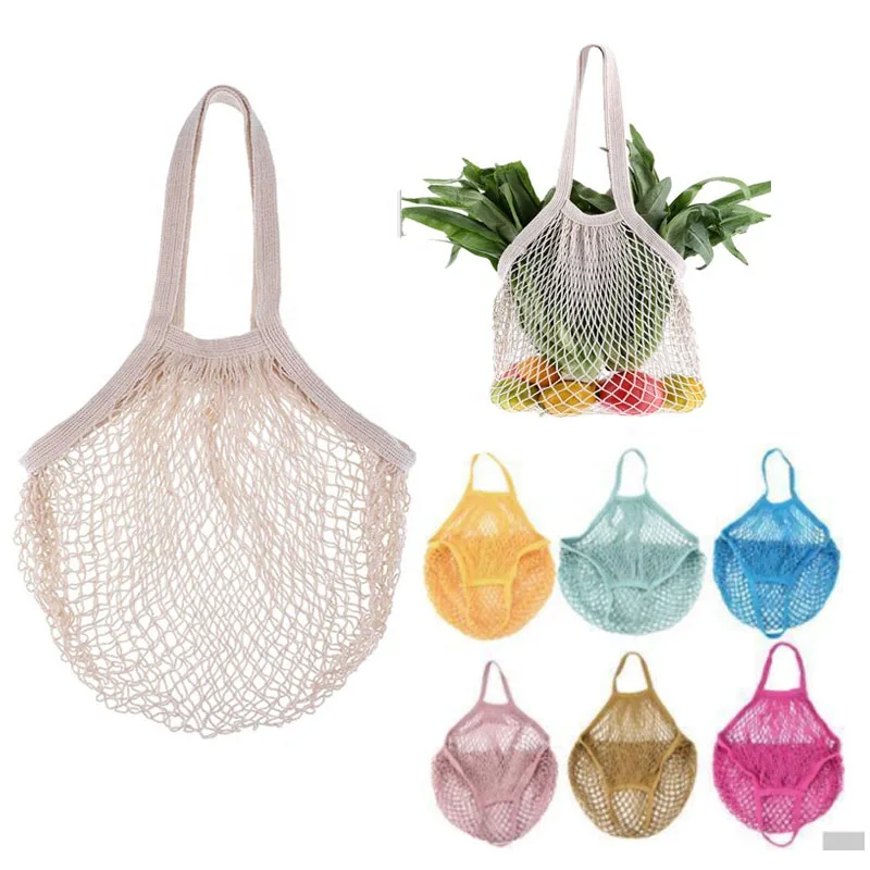 Экологичная хлопковая продуктовая сумка Сетчатая Сумка для лука картофеля томатов на шнурке