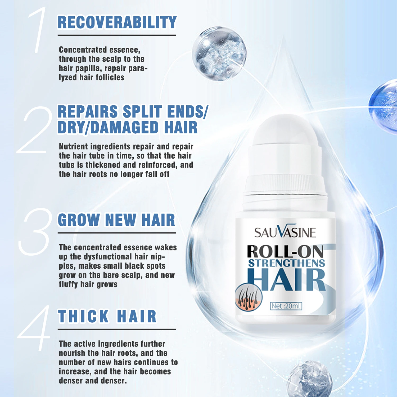 OEM Hair Growth Oil Hair Loss Treatment Repair Split Dry Damaged Roll On Strengthens Hair