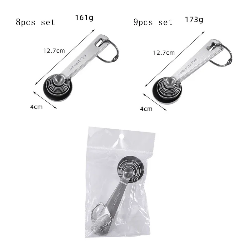 HYRI Popular 5/6/7/8/9 Pieces Set Measure Spoon Set  For Baking Tea Coffee Digital  Stainless Steel Custom Logo Metal Coffee