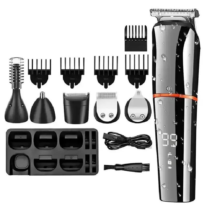 Cross-border multifunctional electric hair clipper six-in-one LCD display full body waterproof Shaver electric clipper set