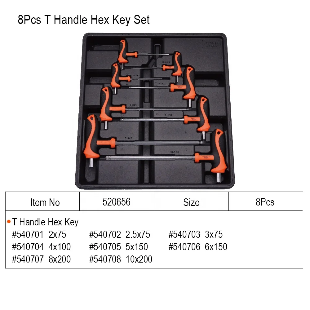 Heavy Duty Tool Professional 8Pcs T Handle Hex Key Allen Wrench Set
