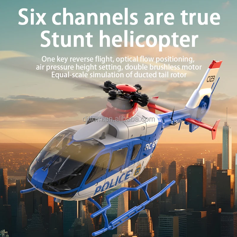Alloy Brushless 3D 6CH Sngle-rotor RC Fight Helicopter 2.4G Altitude Hold Optical Fow Lcalization Helicopter with 6-Axis Gyro