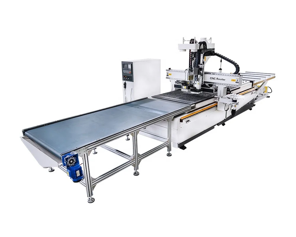 ATC auto loading and unloading nesting cnc router machine for wood furniture production