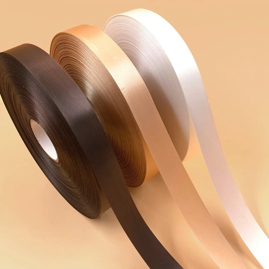 China wholesale fabric ribbon pure color gift craft packaging wedding decorative french single double sided satin ribbon 38mm
