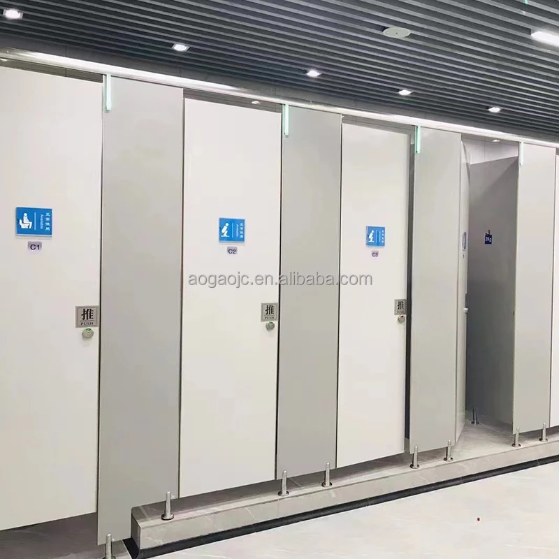Compact Solid Phenolic Board Shopping Mall Toilet Cubicle Partition