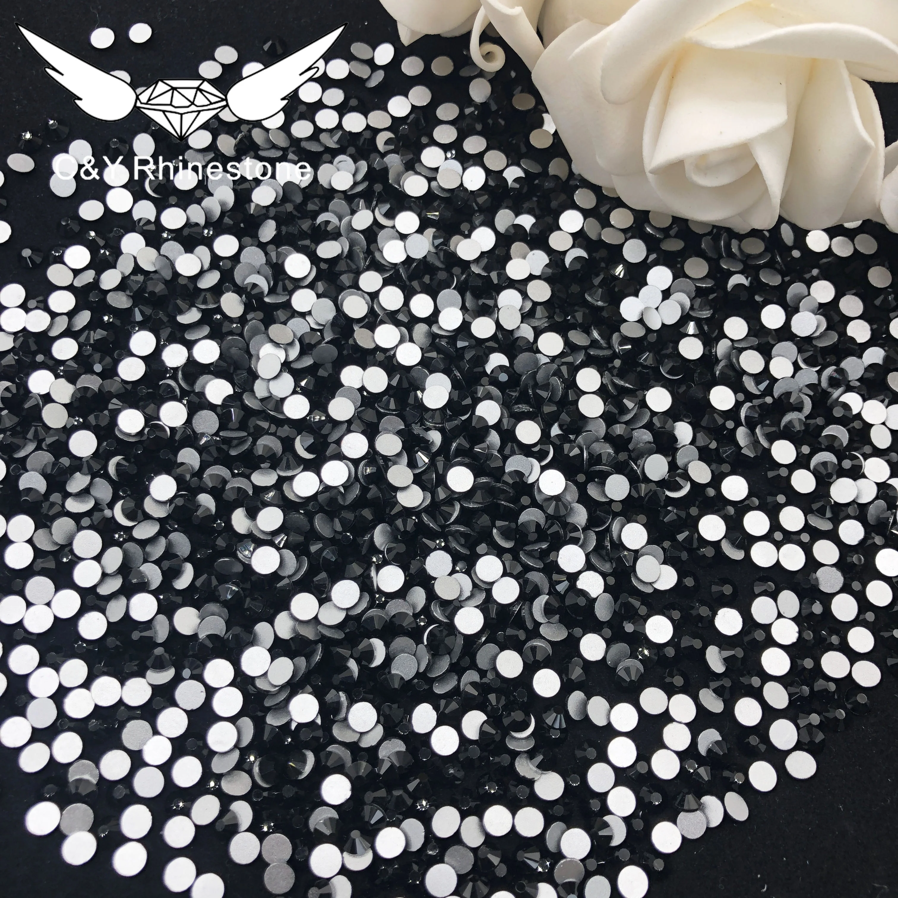 CY Factory Price Nail Art SS3-SS20 Crystal Embellishment Non Hotfix Jet Rhinestone Flatback