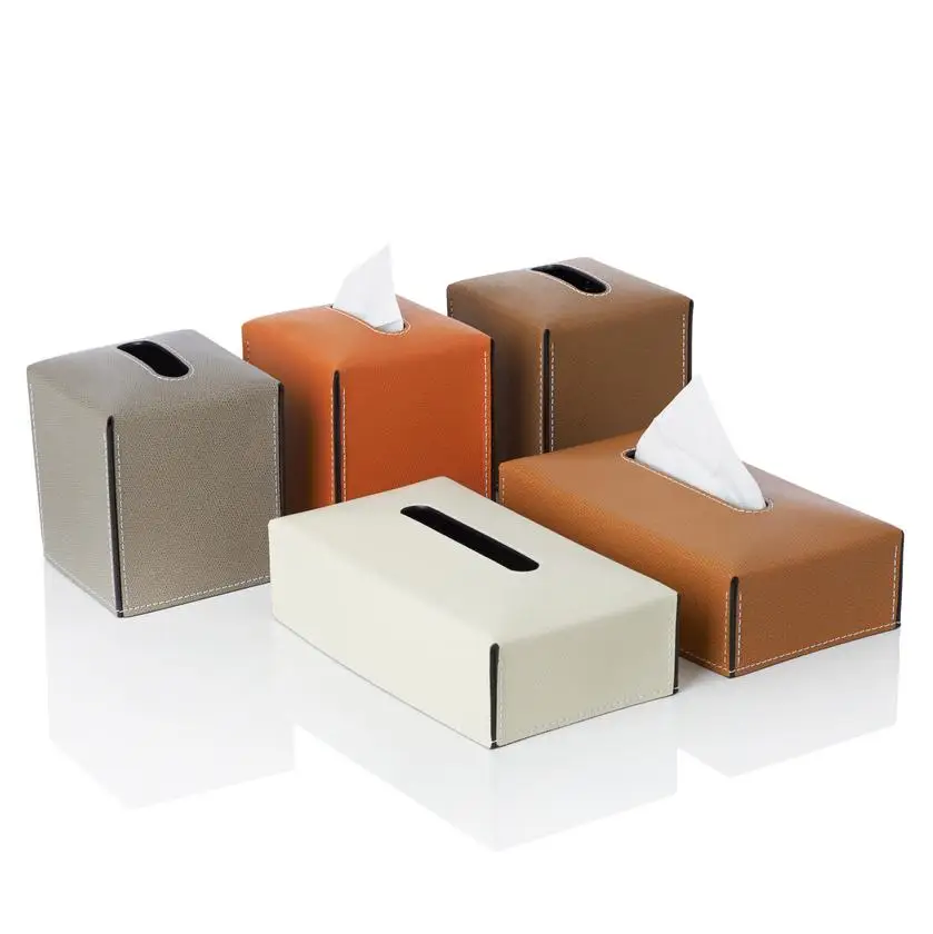 
Rectangular Modern PU Leather Tissue Box Holder custom Color Home Decorating 