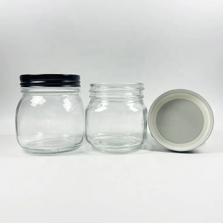 150ml 250ml 380ml 500ml 750ml 1000ml wide Mouth glass Jar Empty Honey Jars with metal Lids Glass Jars for Canning