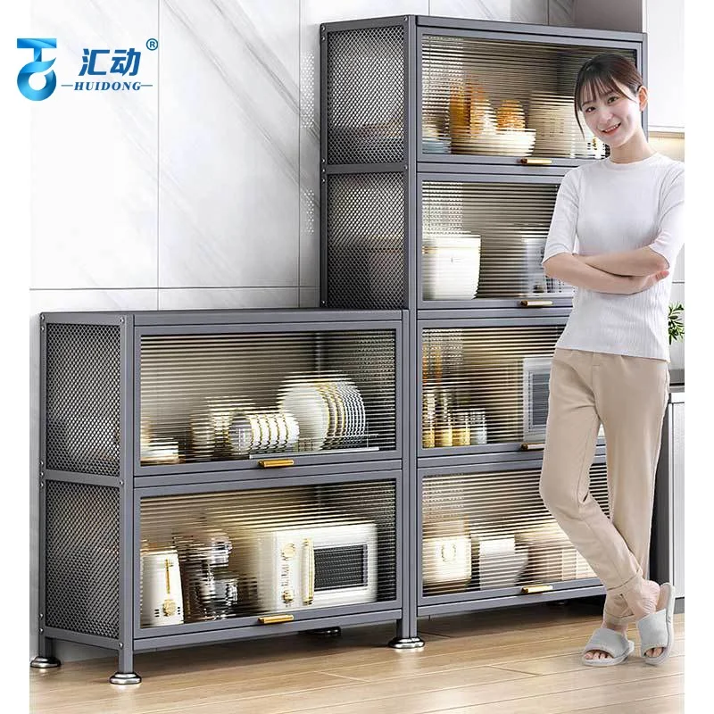Kitchen storage containers cabinet narrow floor multilayer with door refrigerator storage lockers glass food storage