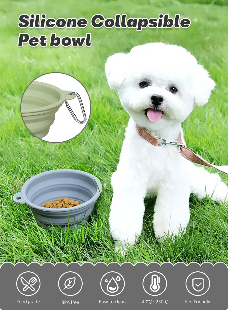 Top Factory Custom Foldable Silicone Dog Cat Bowls Food Water Bowl Collapsible Silicone Pet Dog Bowls