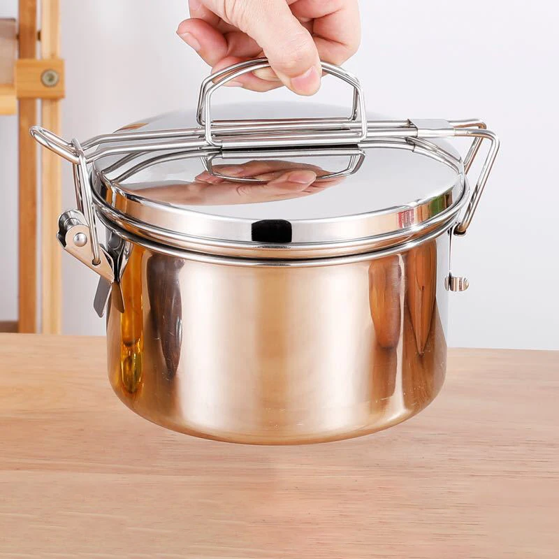 Baming 12cm/14cm/16cm 304 Stainless Steel Tiffin Box 2 Layer Food Carrier Lunch Box for Office Outdoor Camping