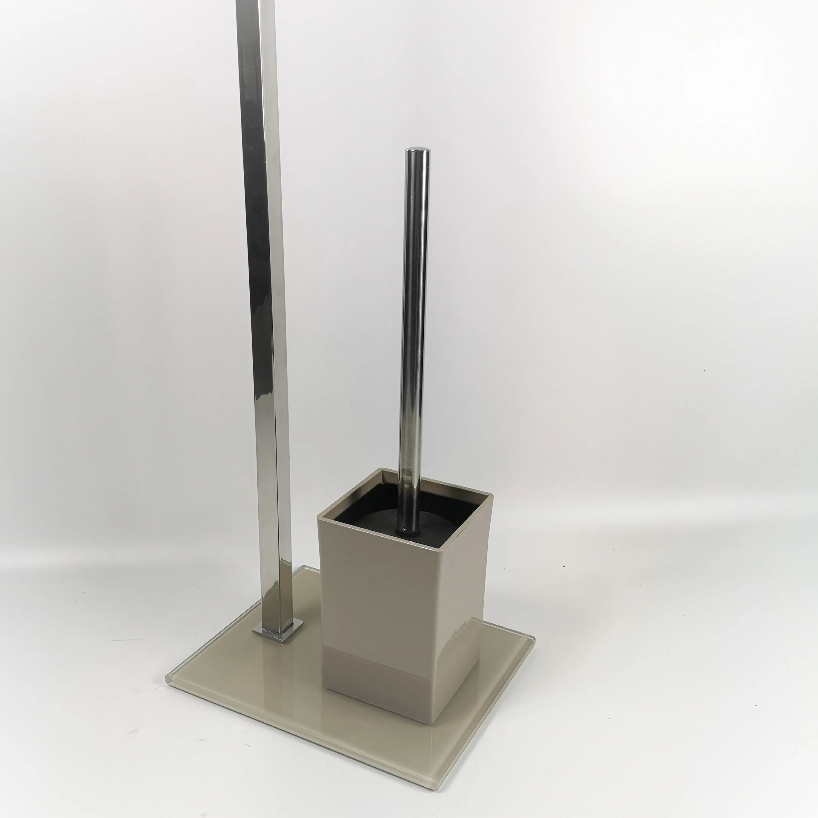 Good quality decorative bath set toilet brush holder and paper holder with glass base