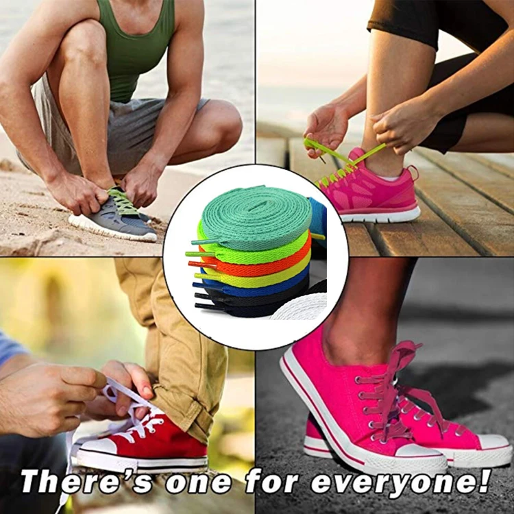 Dongguan Factory Directly Sale 40' 8mm Colorful Flat Polyester Shoelace , 22 Colors Stock Shoelaces Accept Custom Size and Logo