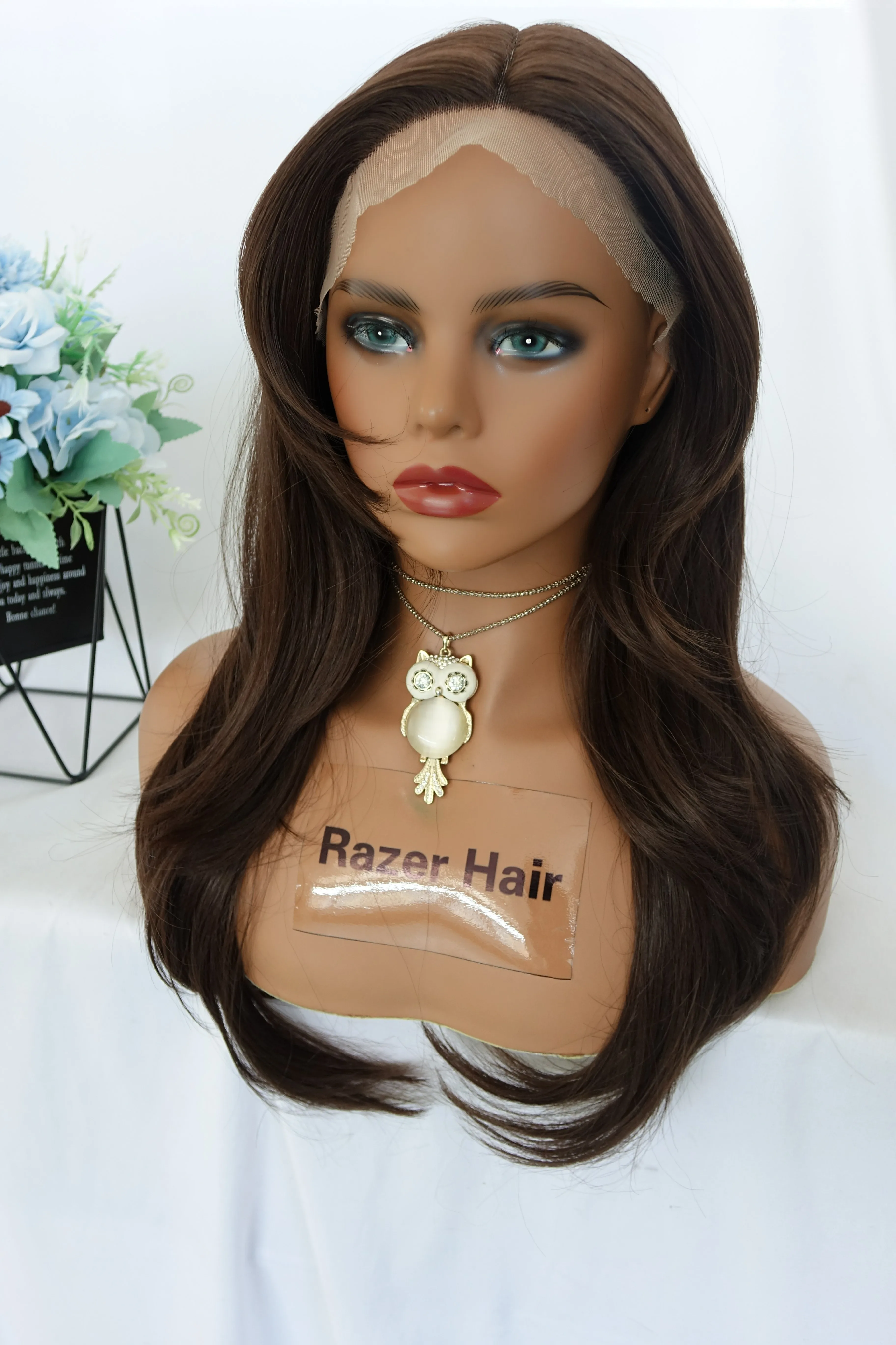 Long Natural Wave Heat Resistant cheap Synthetic lace front hair Wigs for Women