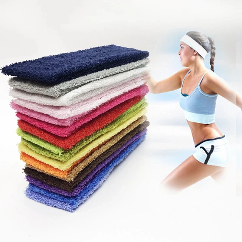 Sidiou Group Women Men Towel Cotton Sweatband  Yoga Gym Stretch Head Bands For Sport Accessories Soft Elastic For Hair Bands