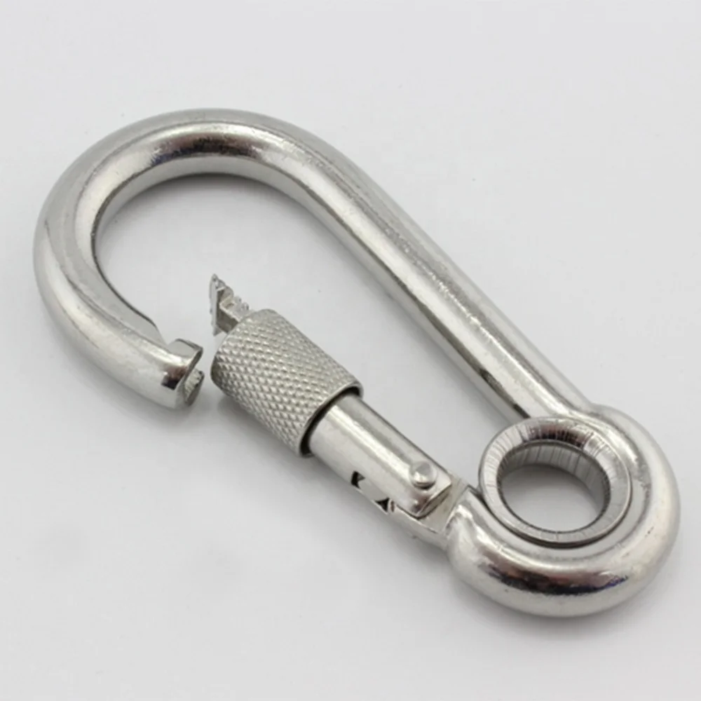 Heavy Duty Stainless Steel Eye Snap Hook with Screw Locking SS304 SS316 Carabiner Clip Spring Snap Clip Link Hooks