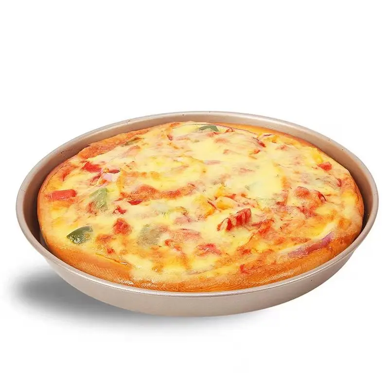 CHEFMADE Premier Brand 8 Inch Large Ring Round Sunny Sicilian Cooking Restaurants Non Stick Deep Dish Pizza Plate Pizza Pan