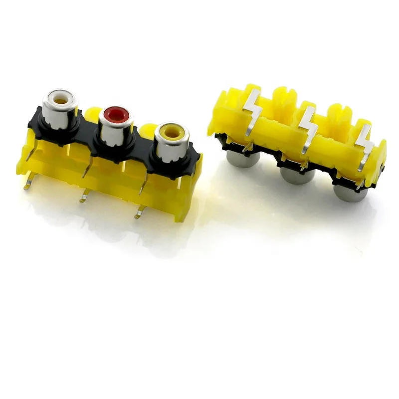 
RCA lotus socket 3 positions Female RCA Connector PCB mount RCA Pin Jack 