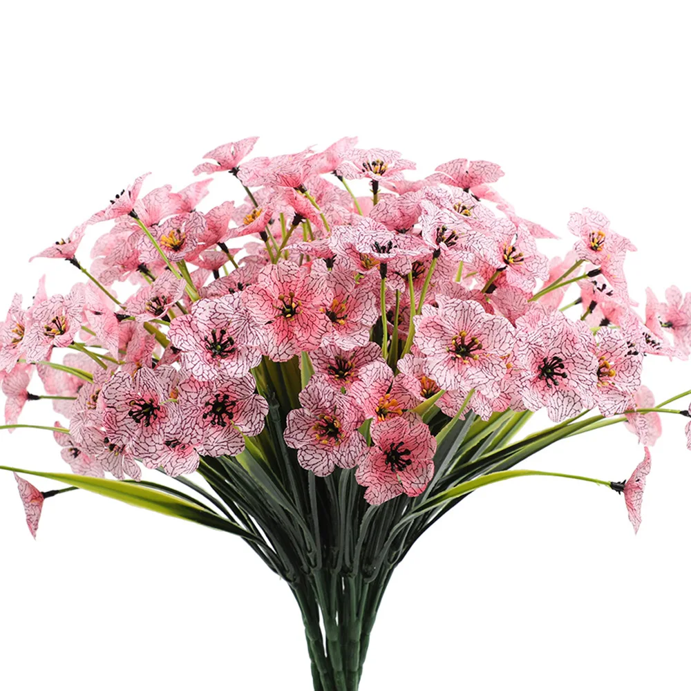 Artificial Flowers Outdoor UV Resistant Summer Violet Flowers No Fade Faux Plastic Flowers Plants for Wedding Home Decoration