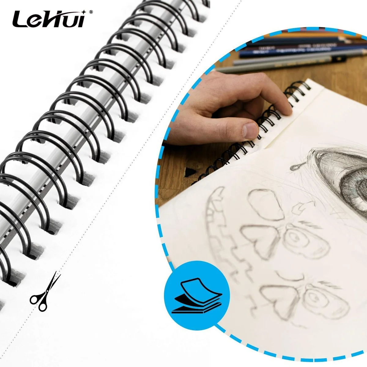 Manufacturer Directly200 Sheets 9x12 inches Professional Sketch Book with Spiral Bound Drawing Pad