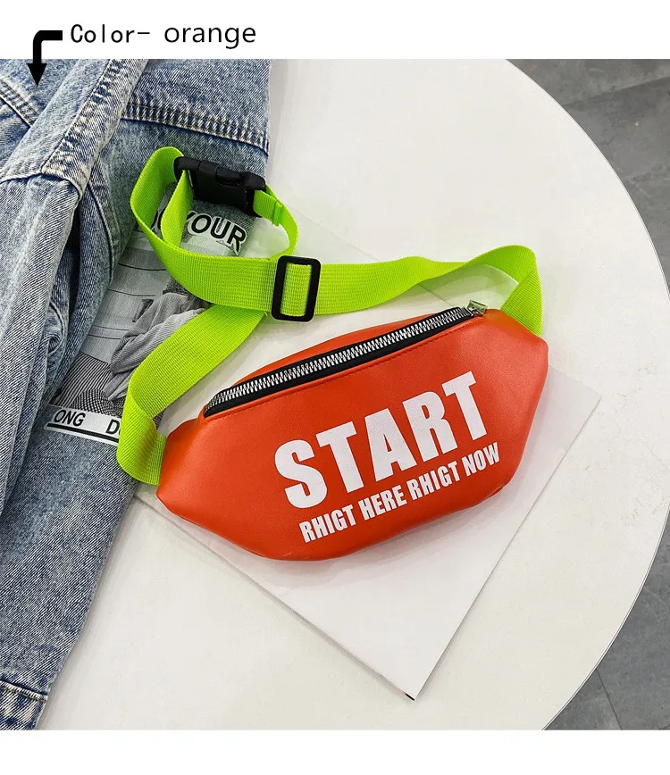 Geofair Waterproof Outdoor Motorcycle Custom Logo Print Kids Waist Wallet Pu Leather Fanny Pack Men