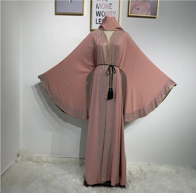 Роскошное женское кимоно Caftan Burkha Farasha Jalabiya халат Дубай исламское мусульманское платье Abaya Турецкая одежда с расклешенными
