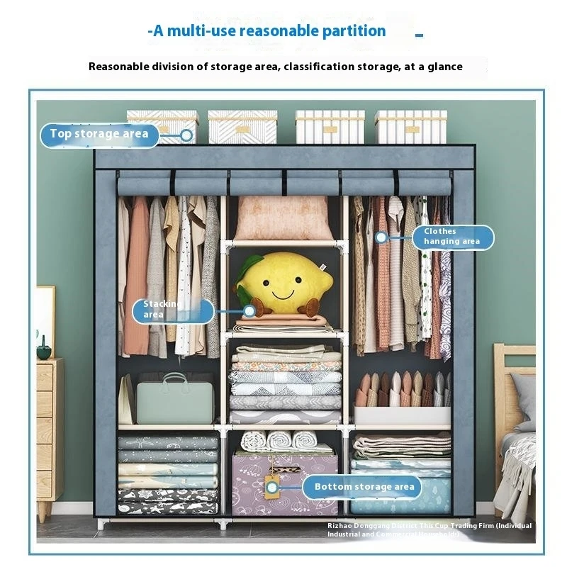 Simple Modern Fabric Portable Kids Bedroom Furniture Cloth Wardrobe Closet Cupboard Organizer Cabinet