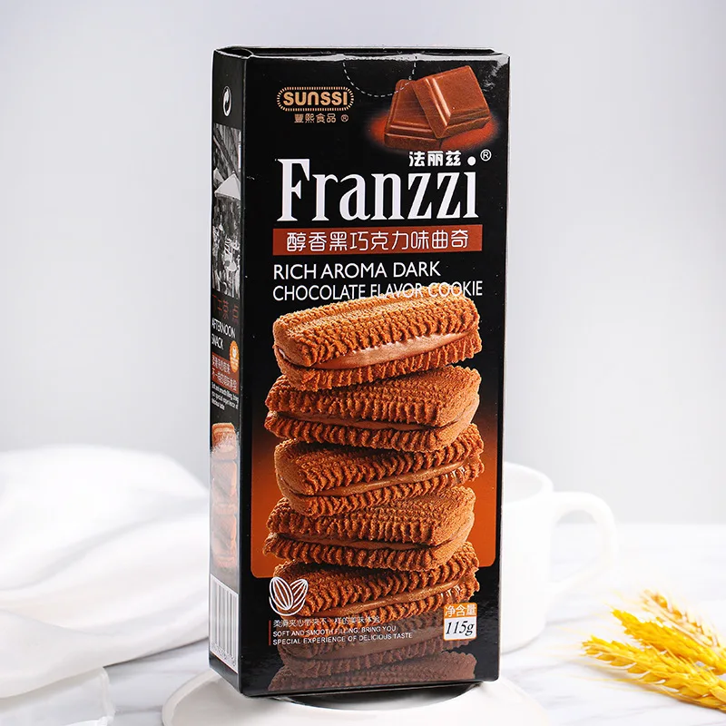 Chinese Snack Franz Cookies 115g Vanilla Lemon Chocolate Flavored Sandwich Falitz Cookies Biscuit