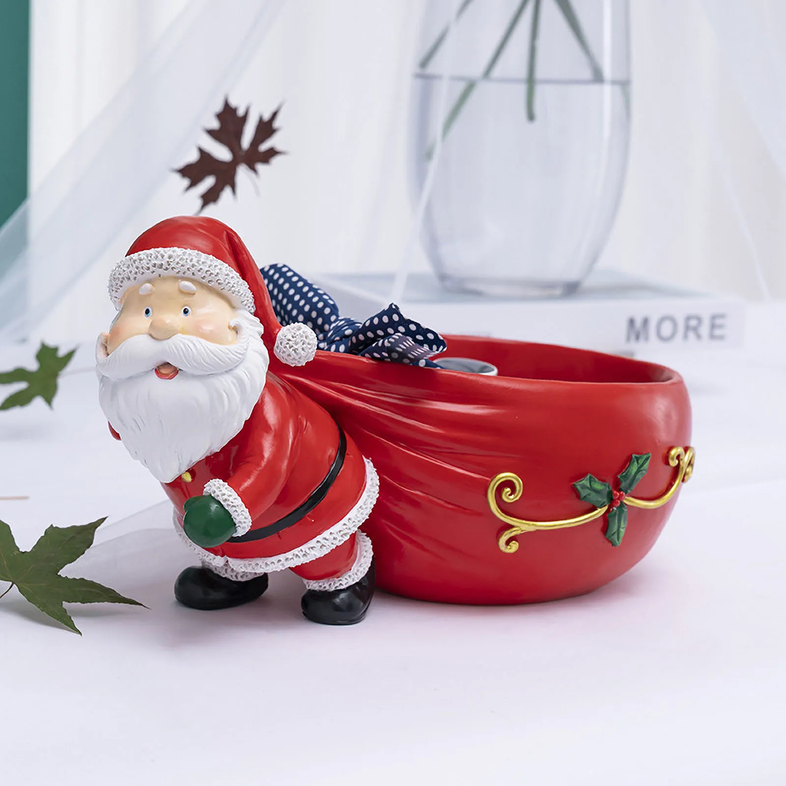 Fengzhi Factory Santa Claus Pull Bag Fruit Tray Resin Sculpture Home Porch Shoe Cabinet Storage Small Ornaments Living Room