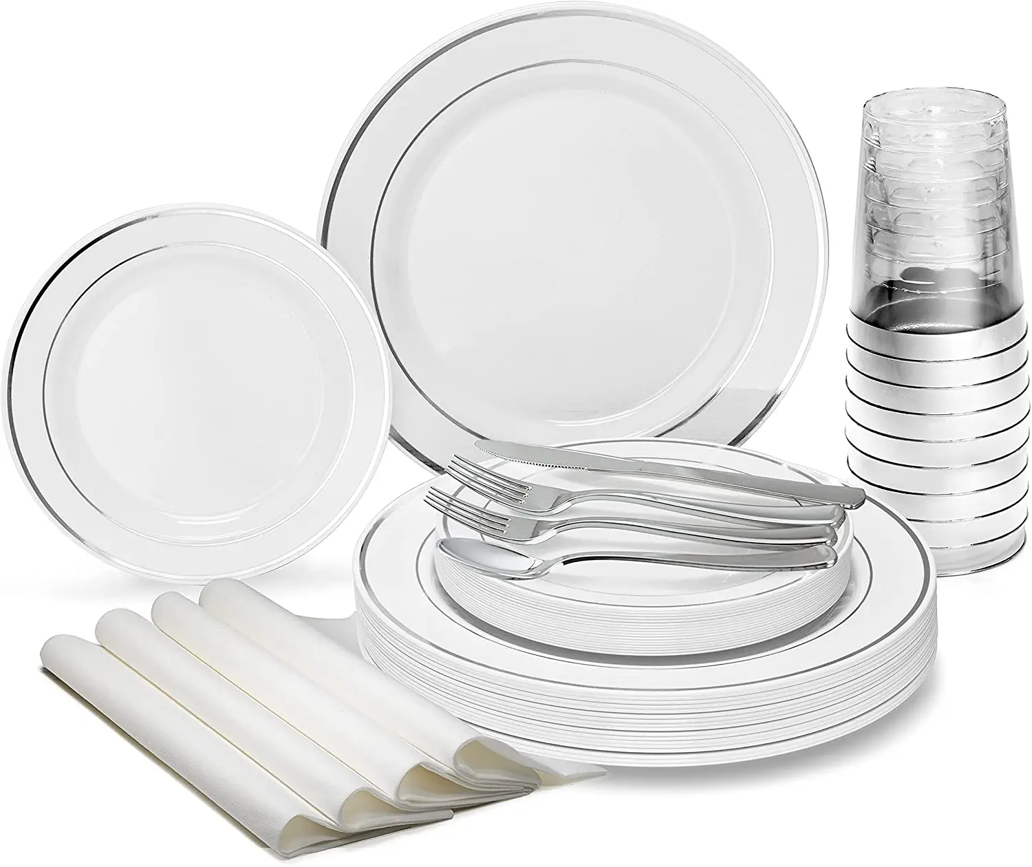 
Wholesale Disposable Silver Rose Gold Lace Round Plastic Plates Tableware Dinnerware Sets For Wedding Party Supplies Decoration 