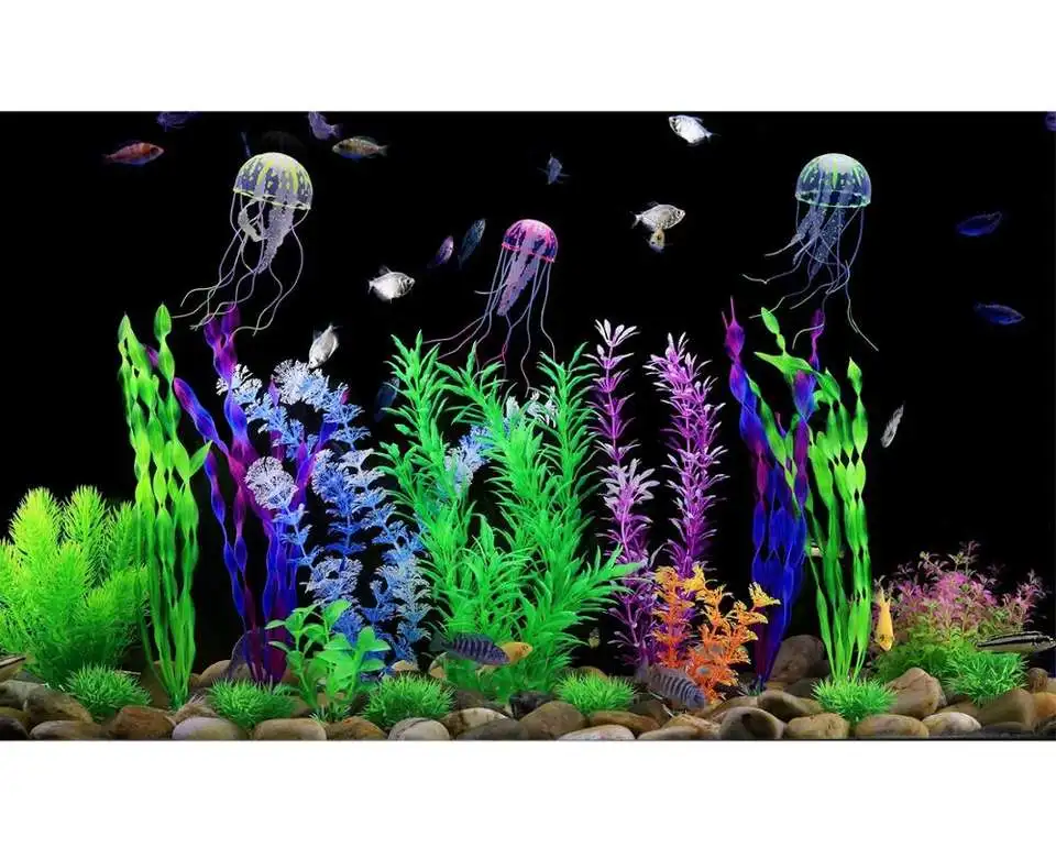 9 Pack Large Aquarium Plants Artificial Aquatic Plants, simulate Plants and Aquarium Landscape vividly (12inch)
