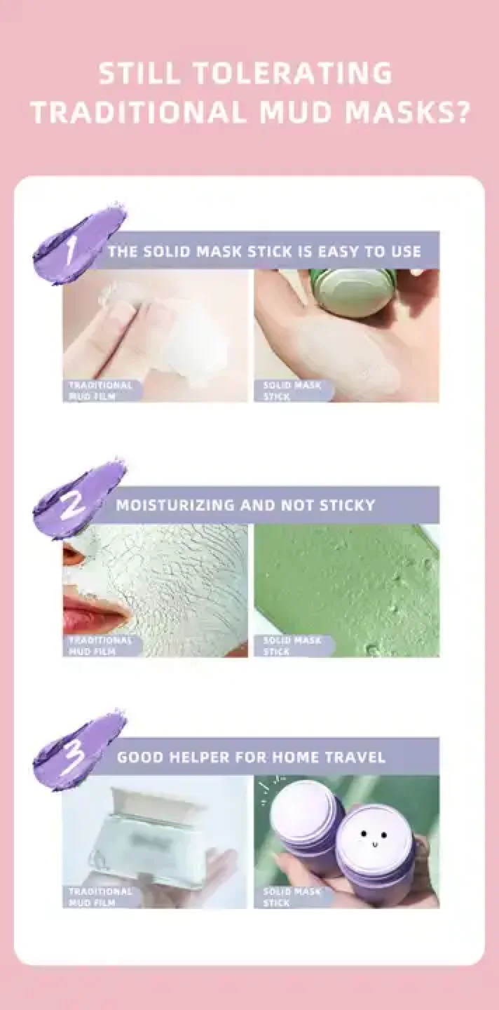 Clay Mask Stick Deep Cleanising Organic Mud Eggplant Purifying Whitening Green Tea Face Clay Mask Stick